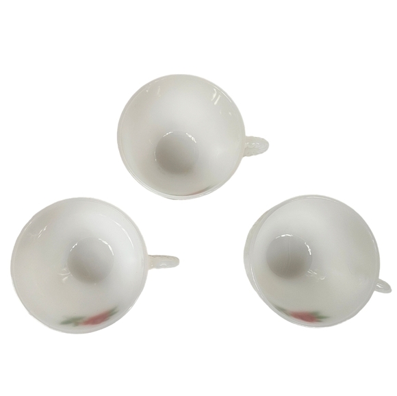 Vintage 6 Piece Federal Milk Glass Rosecrest Snack Tray Set Tea Party Hostess - Picture 4 of 12